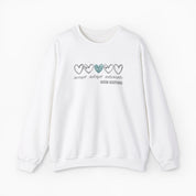 Autism Sweatshirt By Daily Bloom Accept Adapt Advocate Love Hearts Sweatshirt White / S