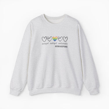 Autism Sweatshirt - Accept Adapt Advocate Rainbow Love Heart Sweatshirt - Daily Bloom