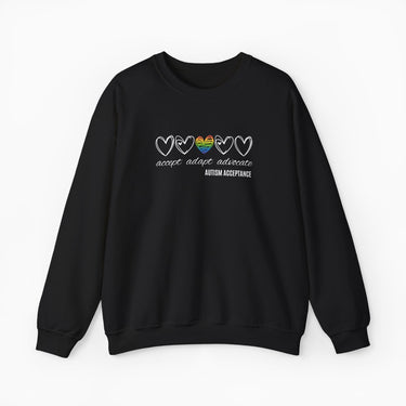 Autism Sweatshirt - Accept Adapt Advocate Rainbow Love Heart Sweatshirt - Daily Bloom
