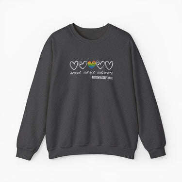 Autism Sweatshirt - Accept Adapt Advocate Rainbow Love Heart Sweatshirt - Daily Bloom