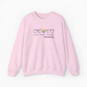 Autism Sweatshirt By Daily Bloom Accept Adapt Advocate Rainbow Love Heart Sweatshirt Light Pink / S