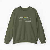 Autism Sweatshirt By Daily Bloom Accept Adapt Advocate Rainbow Love Heart Sweatshirt Military Green / S