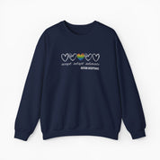 Autism Sweatshirt By Daily Bloom Accept Adapt Advocate Rainbow Love Heart Sweatshirt Navy / S