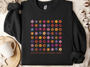 Acceptance Grows Here Flowers Sweatshirt-Black-Neurodiversity, ADHD & Autism Awareness & Acceptance Sweatshirt by Daily Bloom