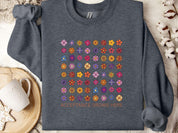Acceptance Grows Here Flowers Sweatshirt-Dark Heather-Neurodiversity, ADHD & Autism Awareness & Acceptance Sweatshirt by Daily Bloom
