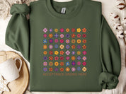 Acceptance Grows Here Flowers Sweatshirt-Military Green-Neurodiversity, ADHD & Autism Awareness & Acceptance Sweatshirt by Daily Bloom