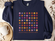 Acceptance Grows Here Flowers Sweatshirt-Navy-Neurodiversity, ADHD & Autism Awareness & Acceptance Sweatshirt by Daily Bloom
