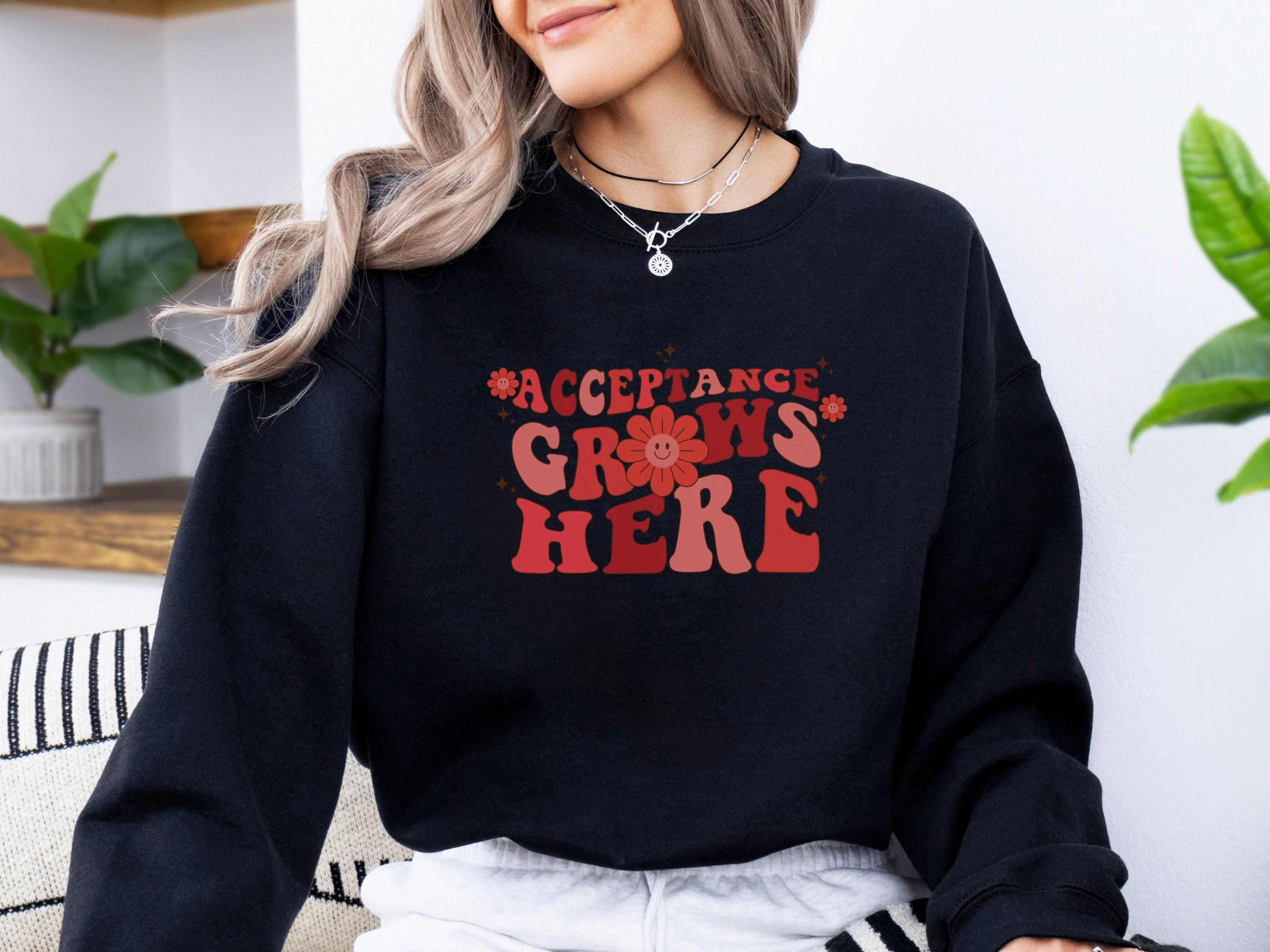 Acceptance Grows Here Groovy Sweatshirt-Neurodiversity, ADHD & Autism Awareness & Acceptance Sweatshirt by Daily Bloom