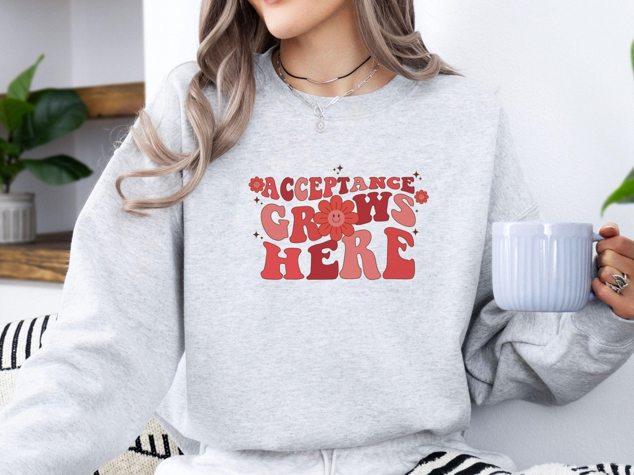 Autism Sweatshirt - Acceptance Grows Here Groovy Sweatshirt - Daily Bloom