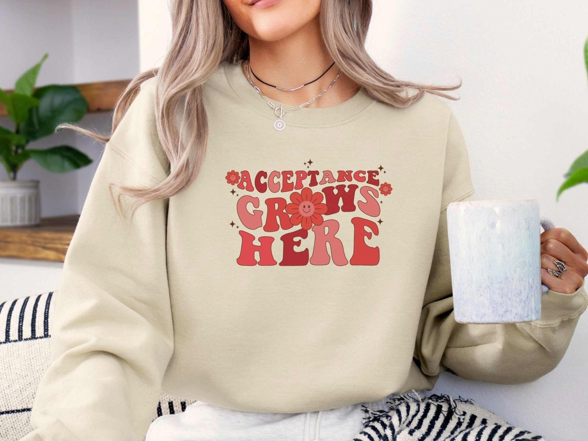 Autism Sweatshirt - Acceptance Grows Here Groovy Sweatshirt - Daily Bloom