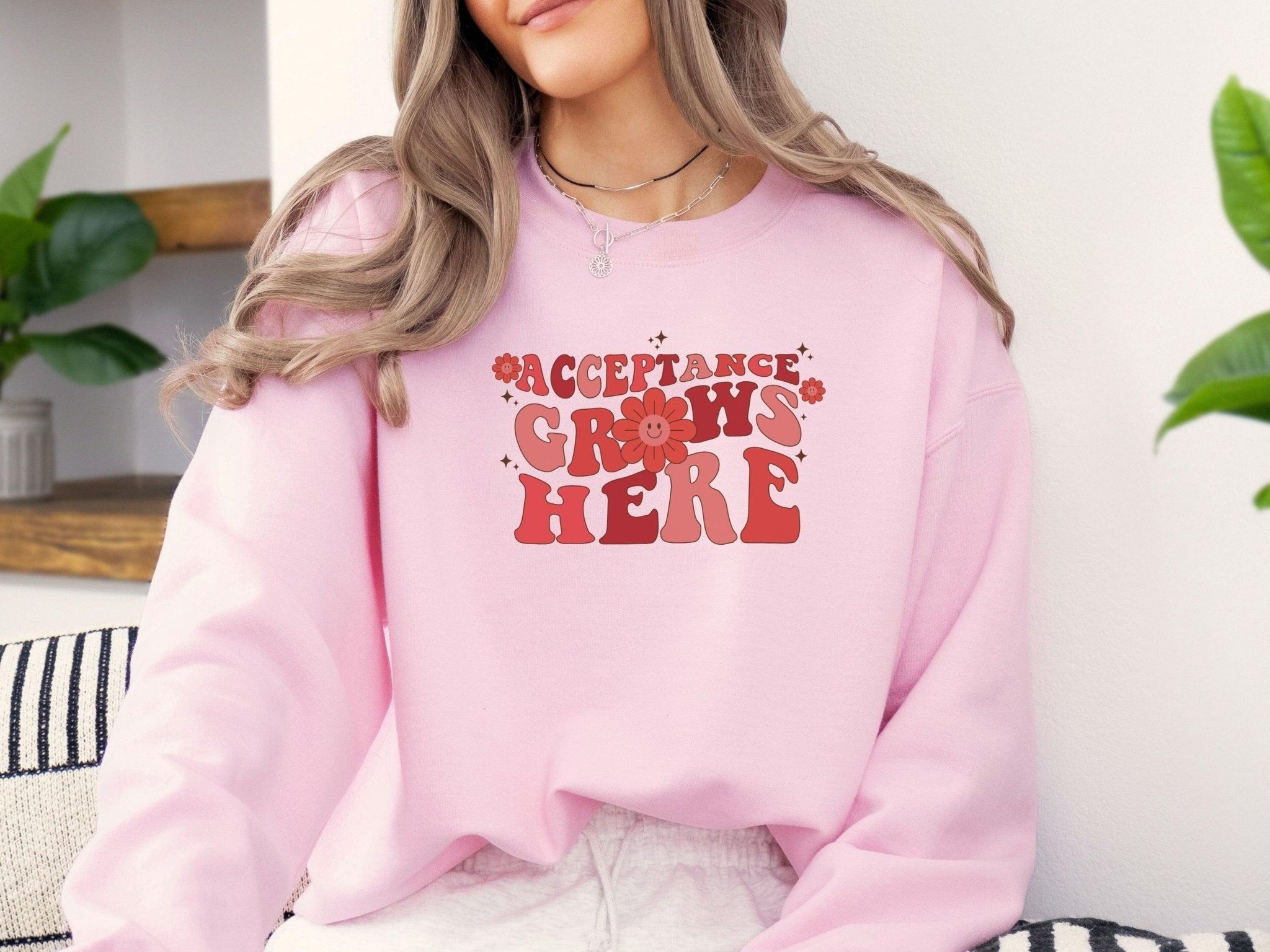 Autism Sweatshirt - Acceptance Grows Here Groovy Sweatshirt - Daily Bloom