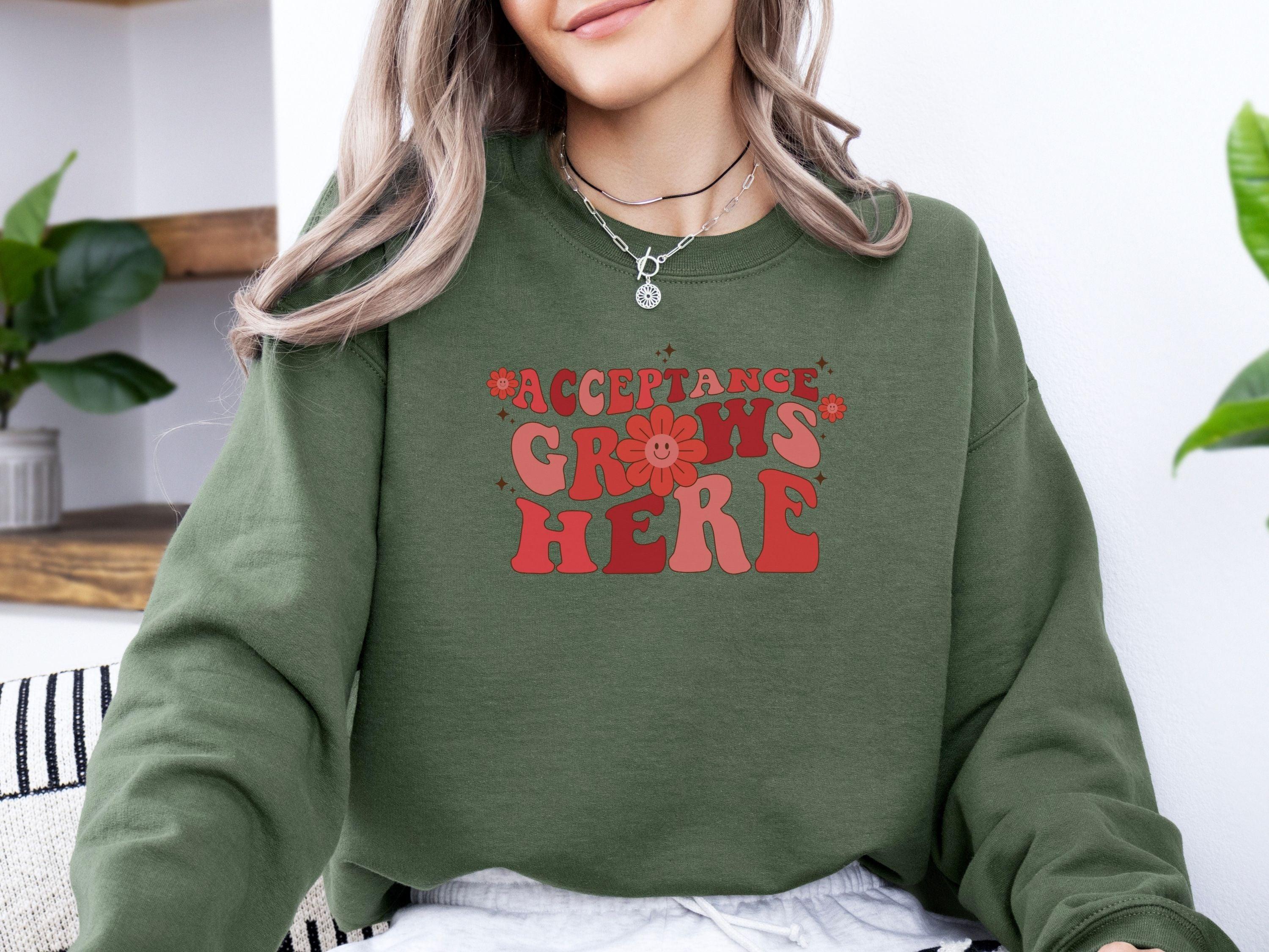 Acceptance Grows Here Groovy Sweatshirt-Neurodiversity, ADHD & Autism Awareness & Acceptance Sweatshirt by Daily Bloom