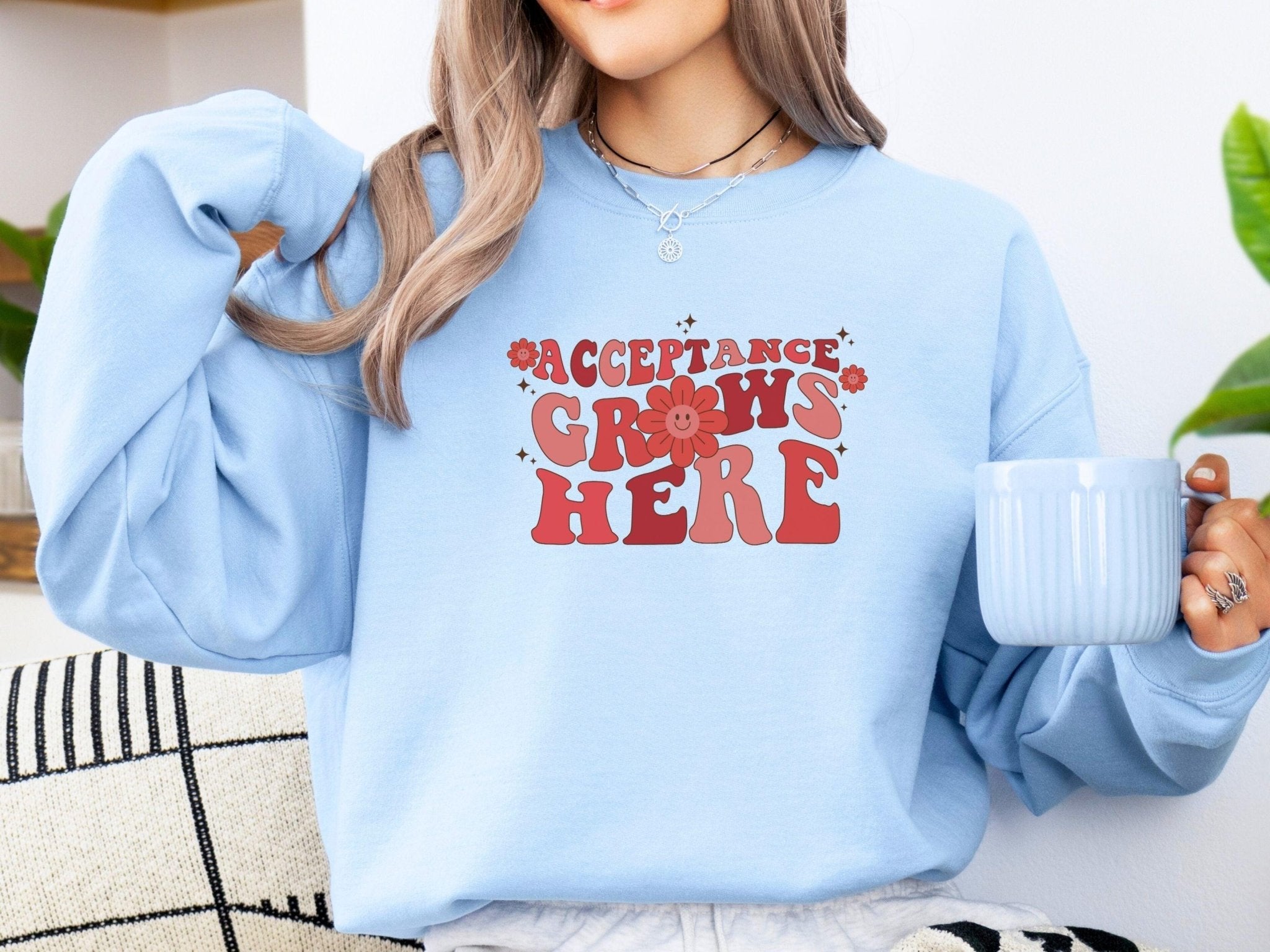Autism Sweatshirt - Acceptance Grows Here Groovy Sweatshirt - Daily Bloom