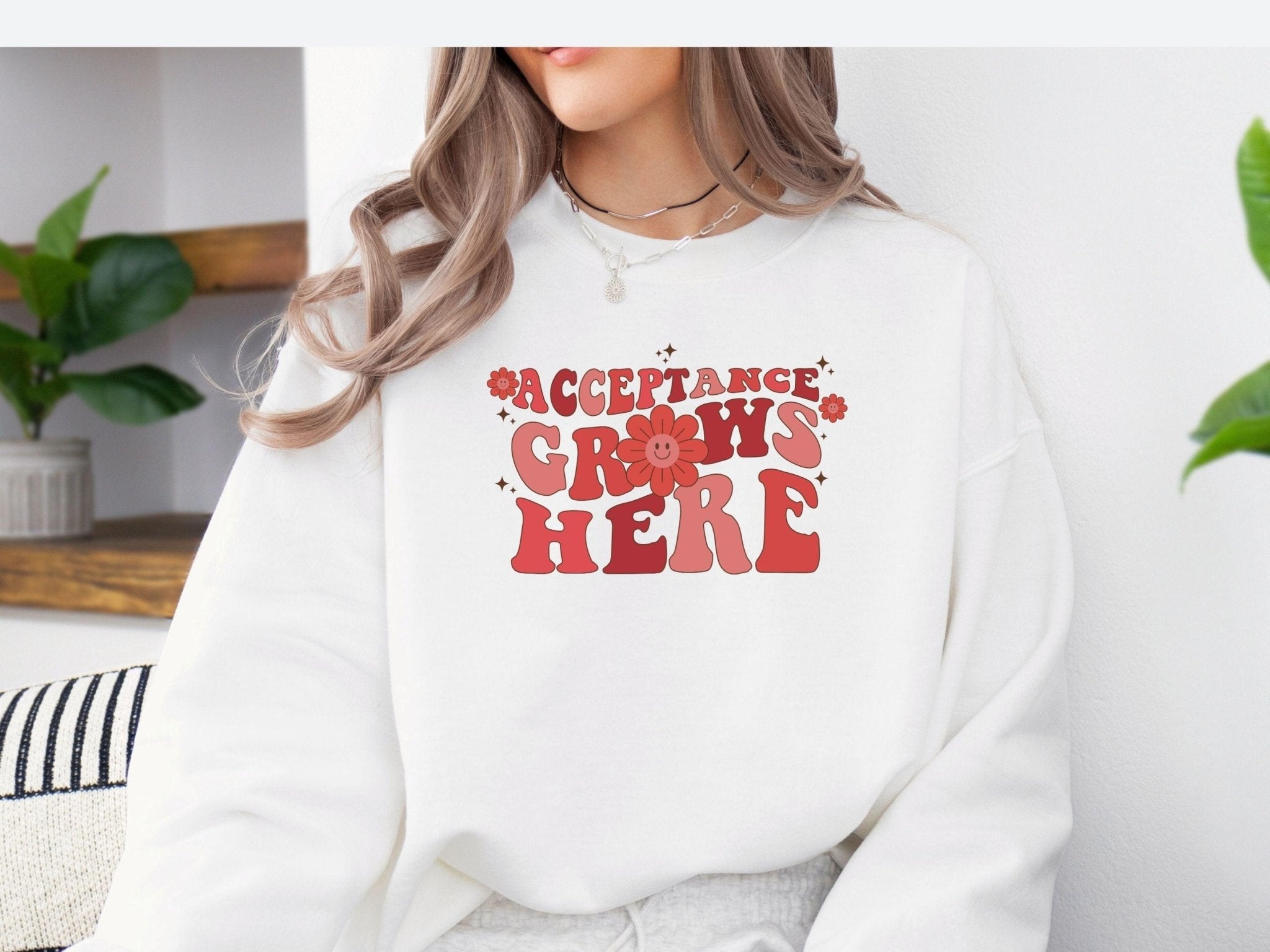 Autism Sweatshirt - Acceptance Grows Here Groovy Sweatshirt - Daily Bloom