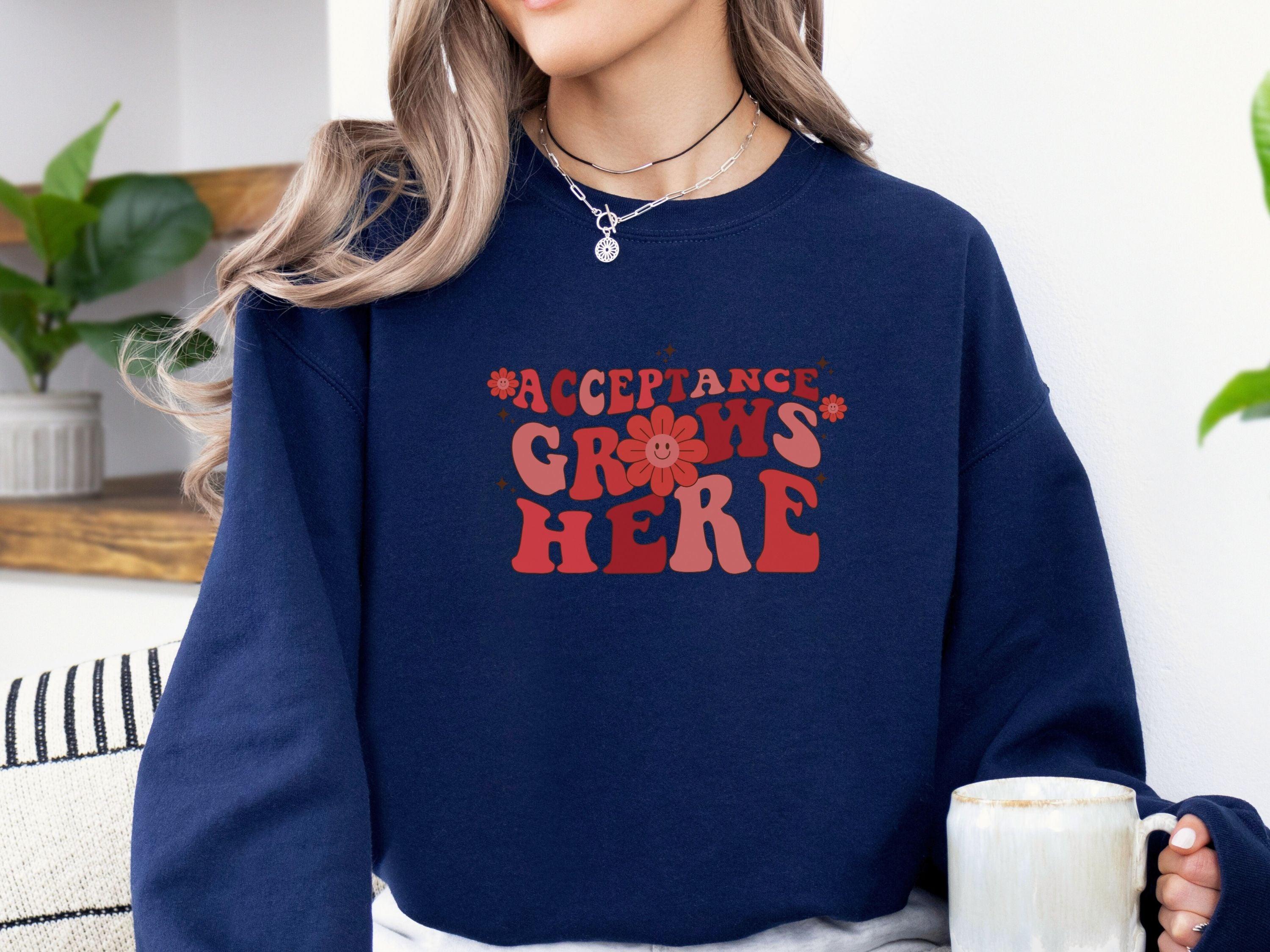 Acceptance Grows Here Groovy Sweatshirt-Neurodiversity, ADHD & Autism Awareness & Acceptance Sweatshirt by Daily Bloom