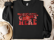 Acceptance Grows Here Groovy Sweatshirt-Black-Neurodiversity, ADHD & Autism Awareness & Acceptance Sweatshirt by Daily Bloom