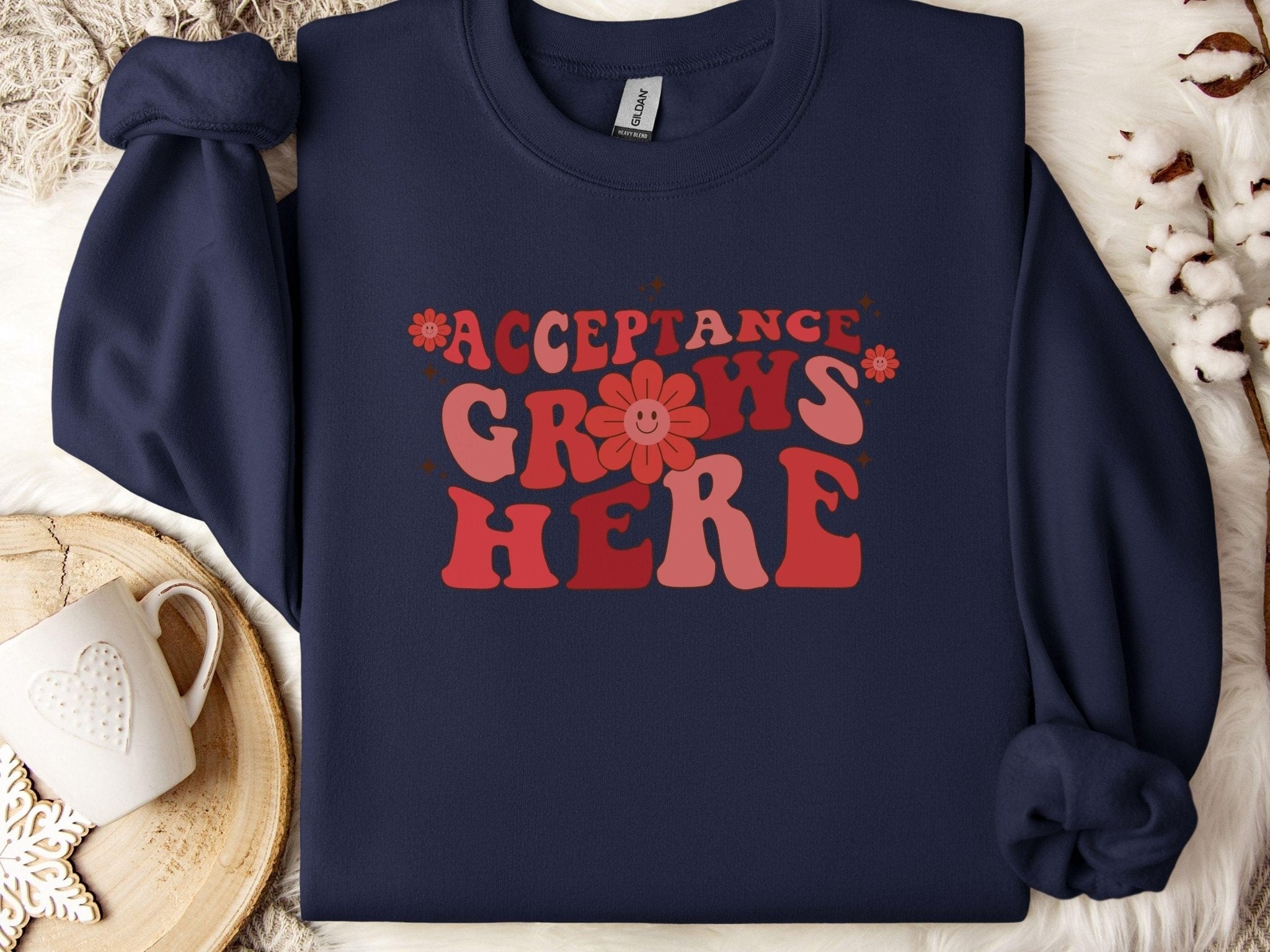 Autism Sweatshirt - Acceptance Grows Here Groovy Sweatshirt - Daily Bloom