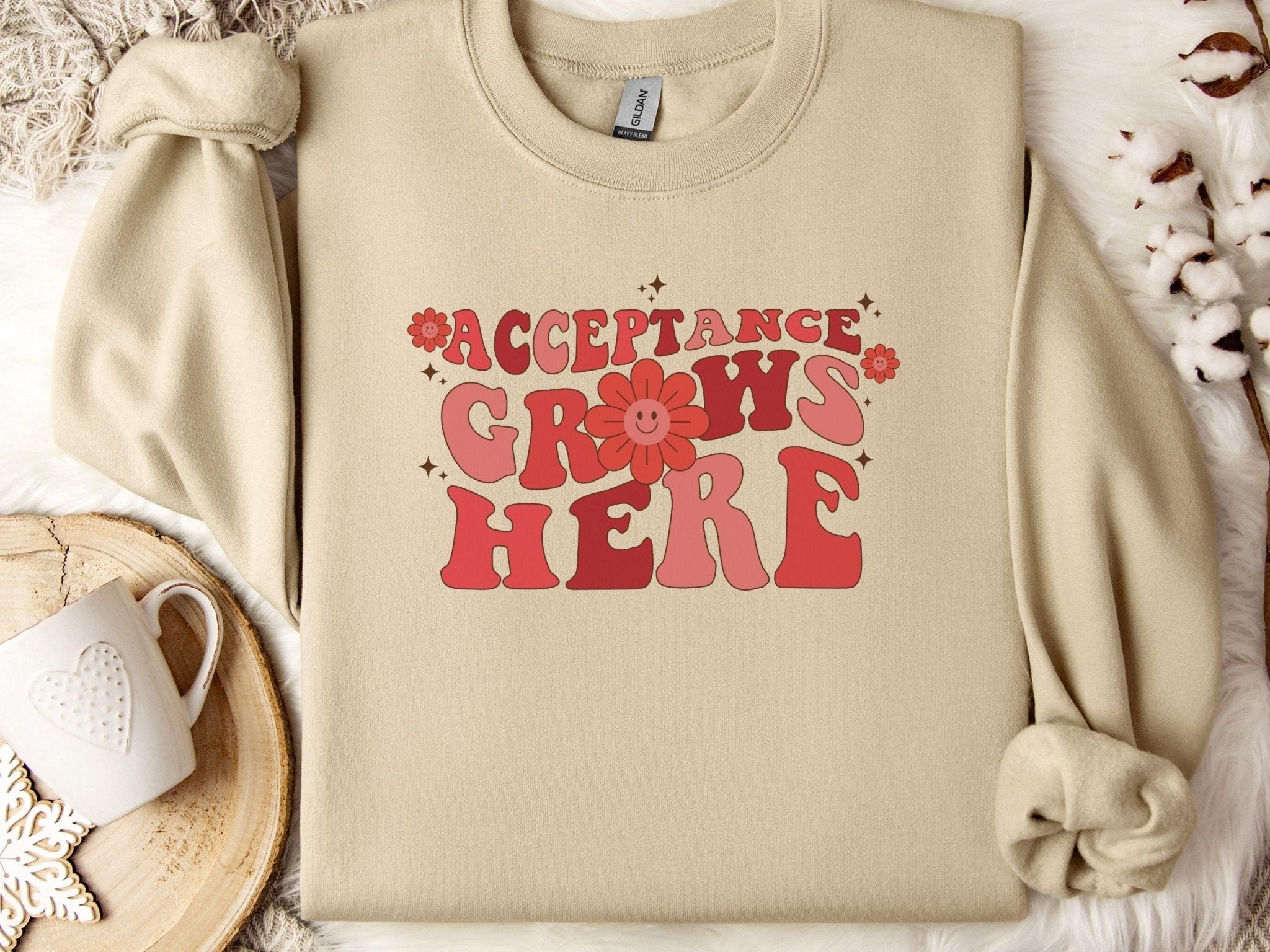 Autism Sweatshirt - Acceptance Grows Here Groovy Sweatshirt - Daily Bloom