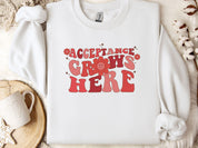 Acceptance Grows Here Groovy Sweatshirt-White-Neurodiversity, ADHD & Autism Awareness & Acceptance Sweatshirt by Daily Bloom