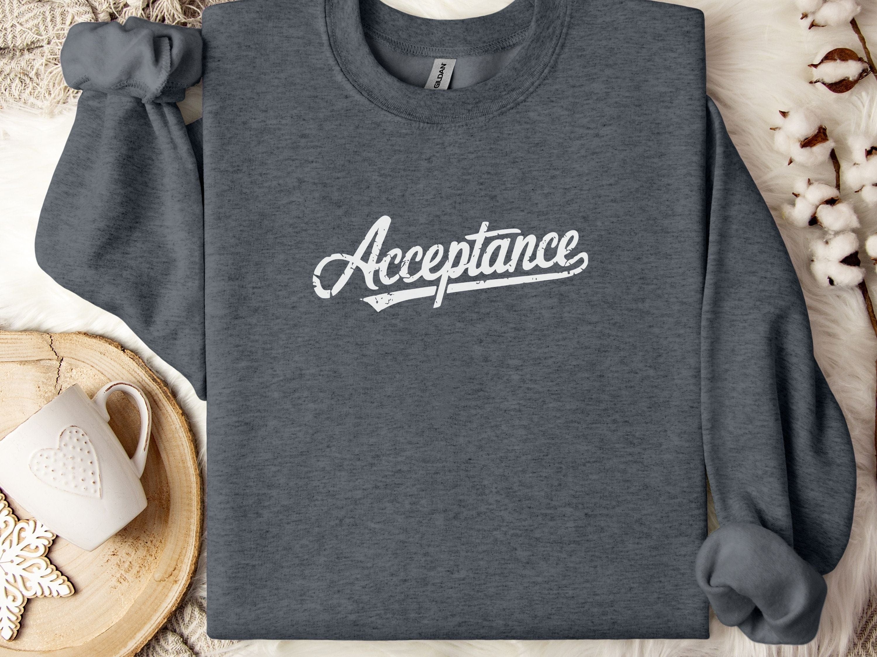 Acceptance Grunge Sweatshirt-Dark Heather-Neurodiversity, ADHD & Autism Awareness & Acceptance Sweatshirt by Daily Bloom