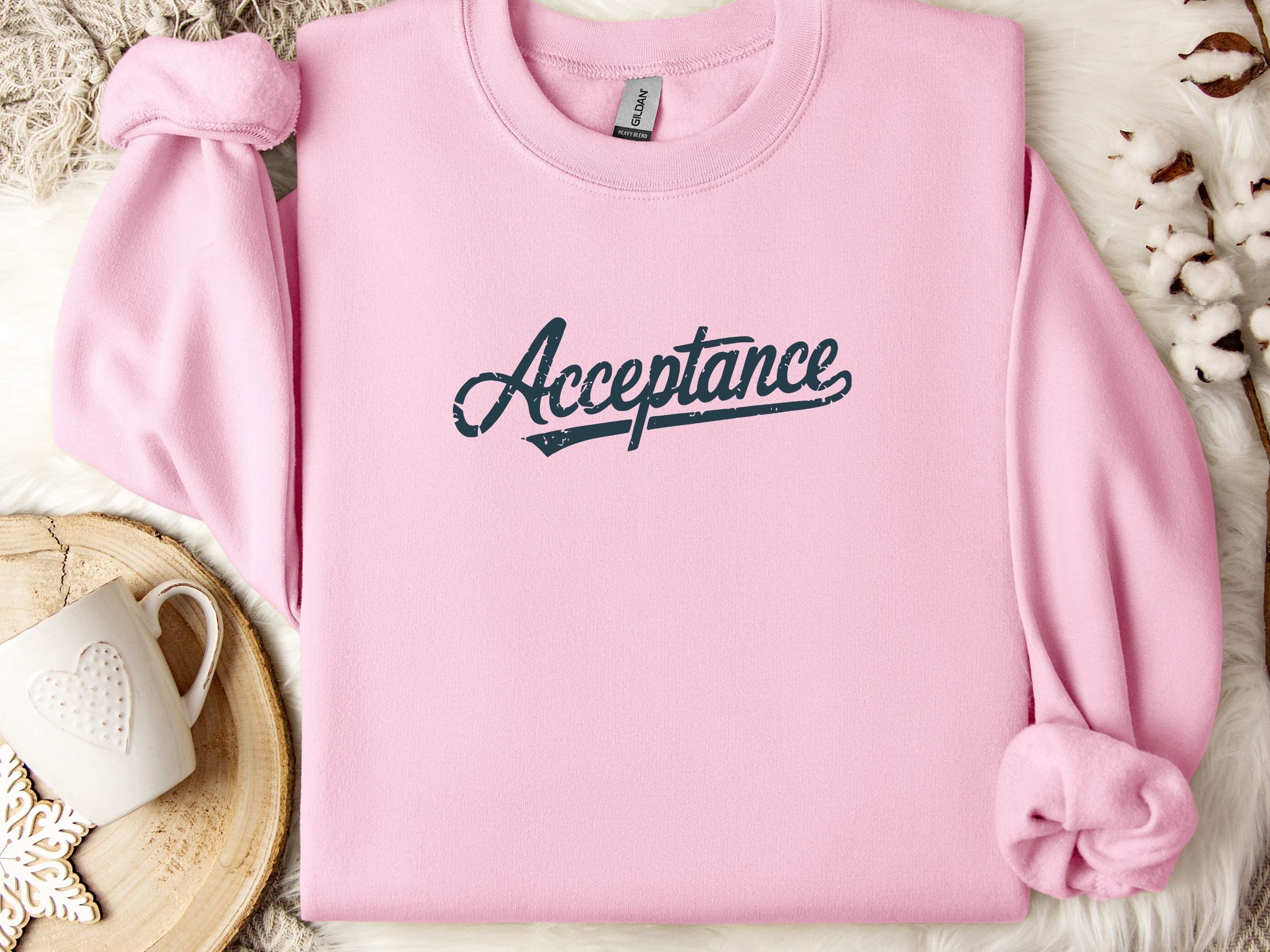 Acceptance Grunge Sweatshirt-Light Pink-Neurodiversity, ADHD & Autism Awareness & Acceptance Sweatshirt by Daily Bloom