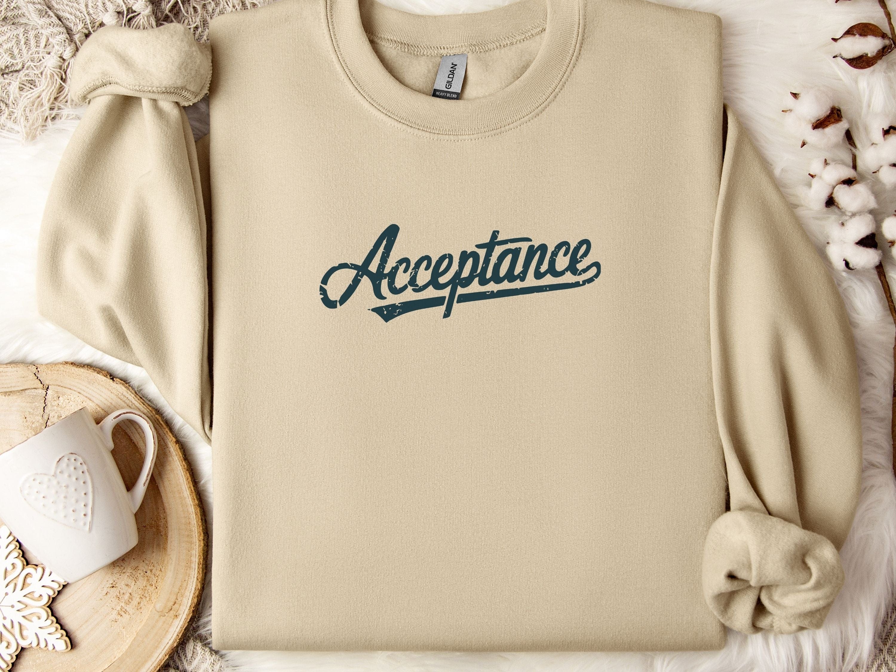 Acceptance Grunge Sweatshirt-Sand-Neurodiversity, ADHD & Autism Awareness & Acceptance Sweatshirt by Daily Bloom