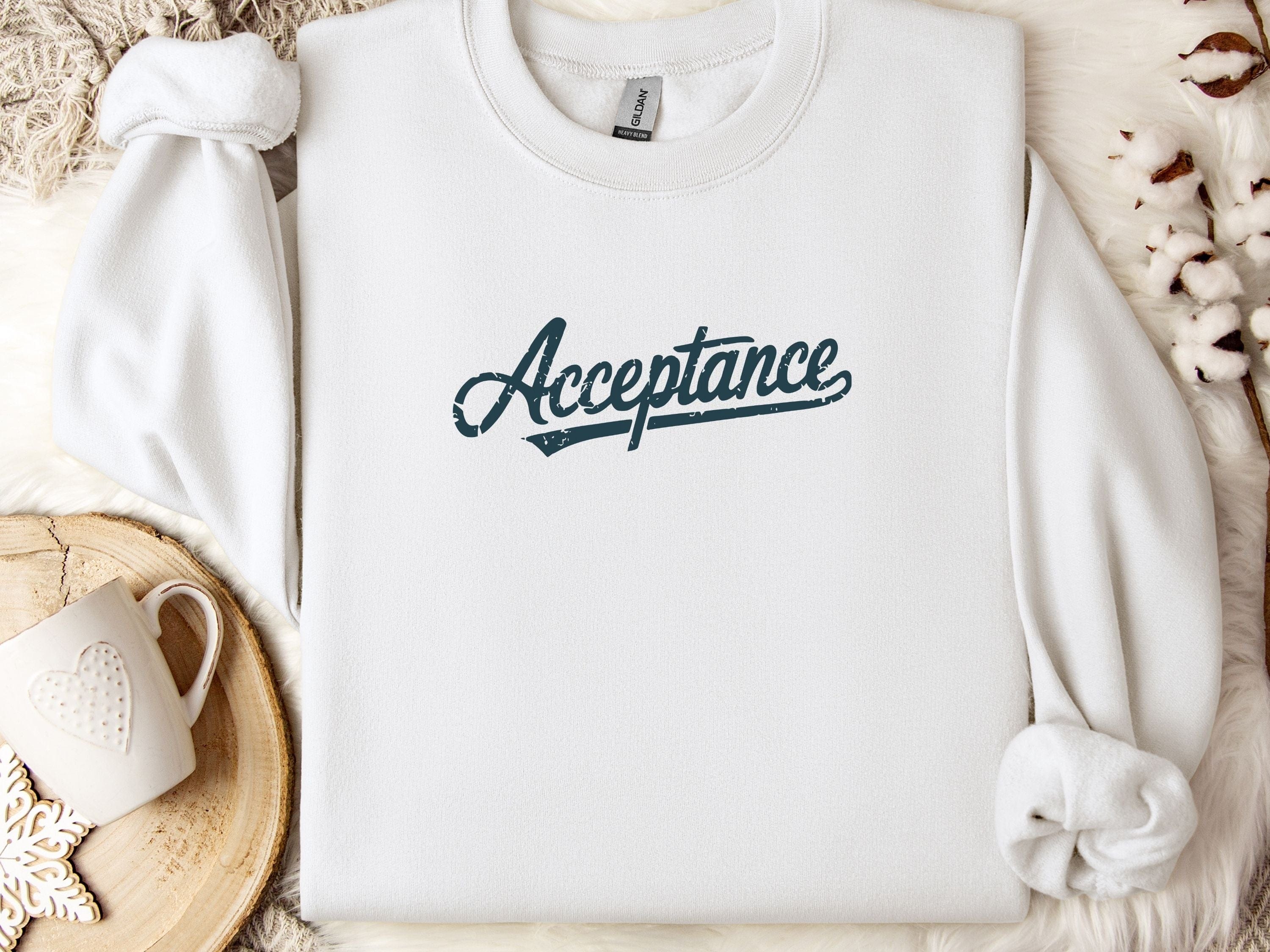 Acceptance Grunge Sweatshirt-White-Neurodiversity, ADHD & Autism Awareness & Acceptance Sweatshirt by Daily Bloom
