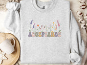 Acceptance Wildflowers Sweatshirt-Ash-Neurodiversity, ADHD & Autism Awareness & Acceptance Sweatshirt by Daily Bloom