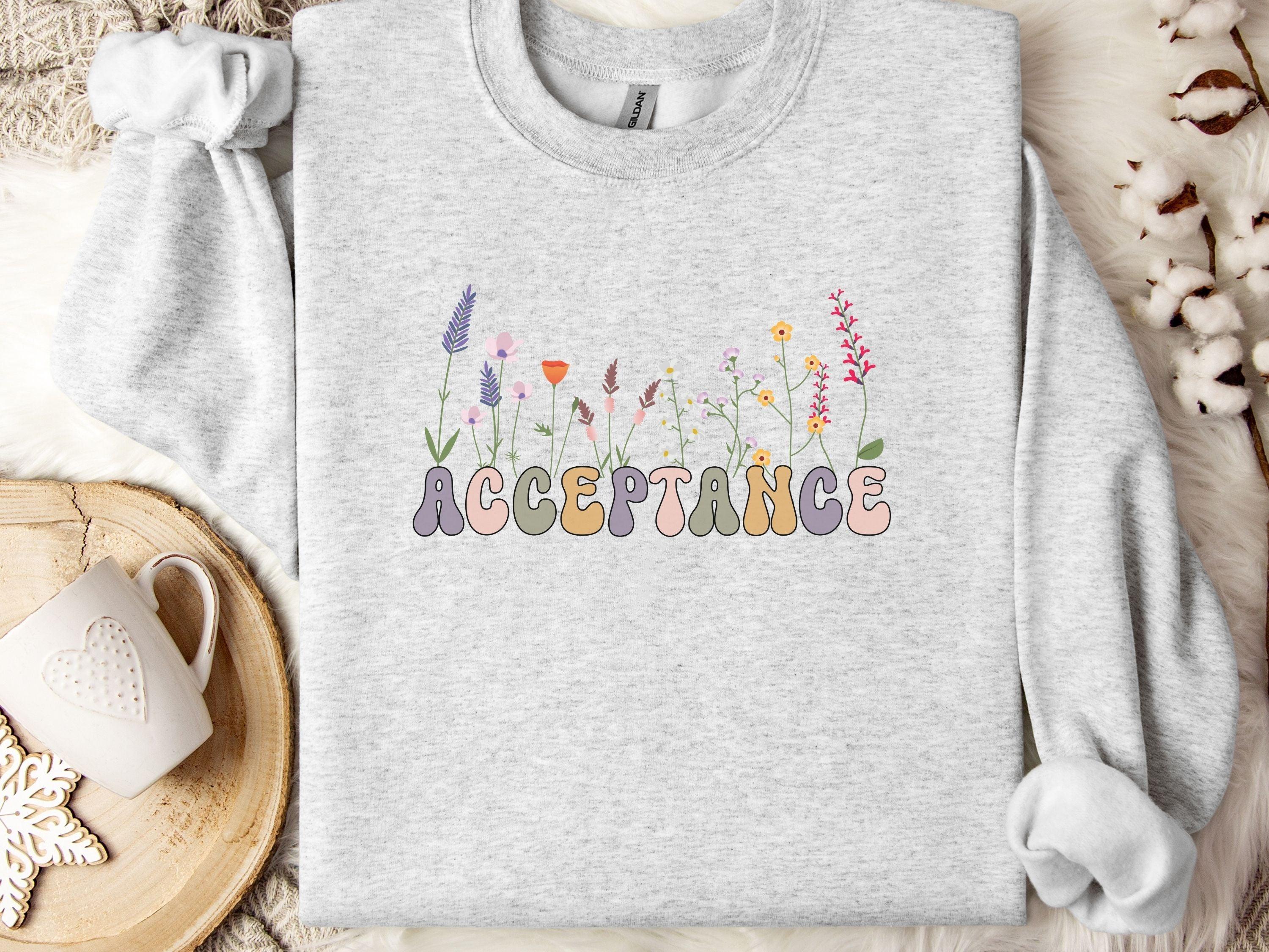 Acceptance Wildflowers Sweatshirt-Ash-Neurodiversity, ADHD & Autism Awareness & Acceptance Sweatshirt by Daily Bloom