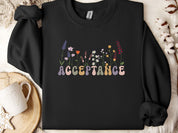 Acceptance Wildflowers Sweatshirt-Black-Neurodiversity, ADHD & Autism Awareness & Acceptance Sweatshirt by Daily Bloom
