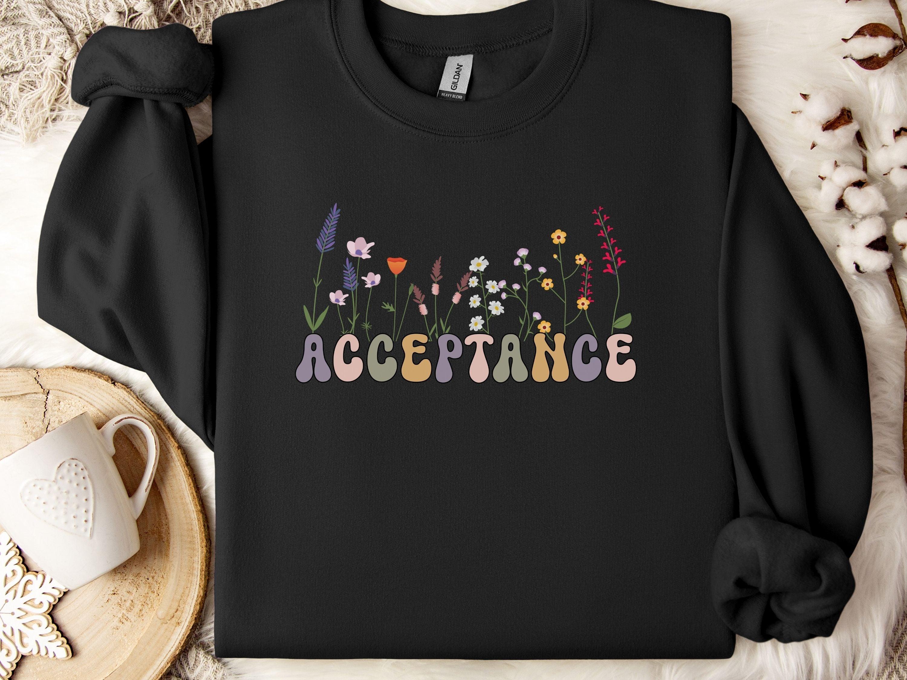 Acceptance Wildflowers Sweatshirt-Black-Neurodiversity, ADHD & Autism Awareness & Acceptance Sweatshirt by Daily Bloom