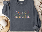 Acceptance Wildflowers Sweatshirt-Dark Heather-Neurodiversity, ADHD & Autism Awareness & Acceptance Sweatshirt by Daily Bloom