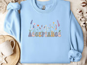 Acceptance Wildflowers Sweatshirt-Light Blue-Neurodiversity, ADHD & Autism Awareness & Acceptance Sweatshirt by Daily Bloom