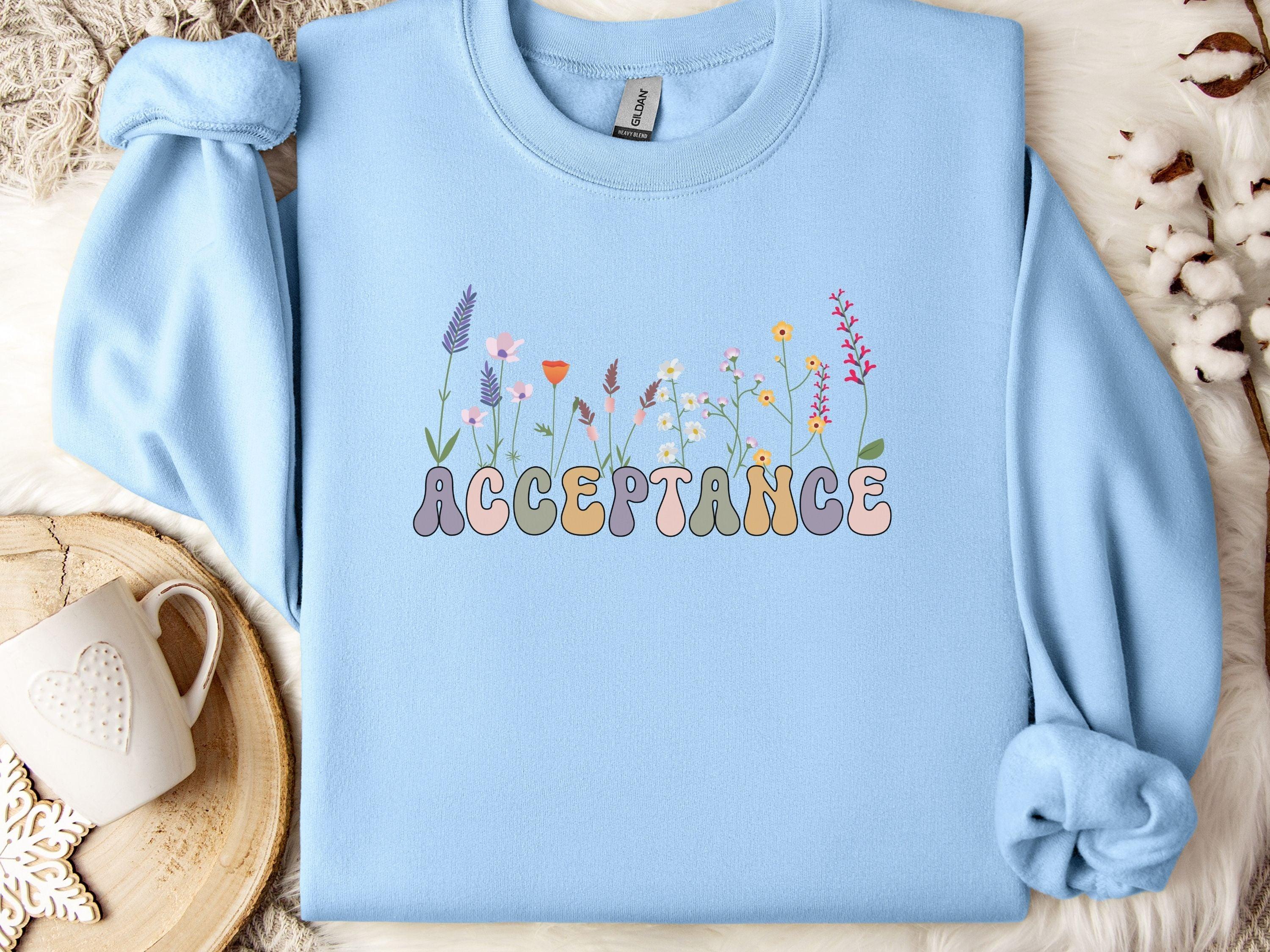 Acceptance Wildflowers Sweatshirt-Light Blue-Neurodiversity, ADHD & Autism Awareness & Acceptance Sweatshirt by Daily Bloom
