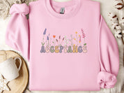 Acceptance Wildflowers Sweatshirt-Light Pink-Neurodiversity, ADHD & Autism Awareness & Acceptance Sweatshirt by Daily Bloom