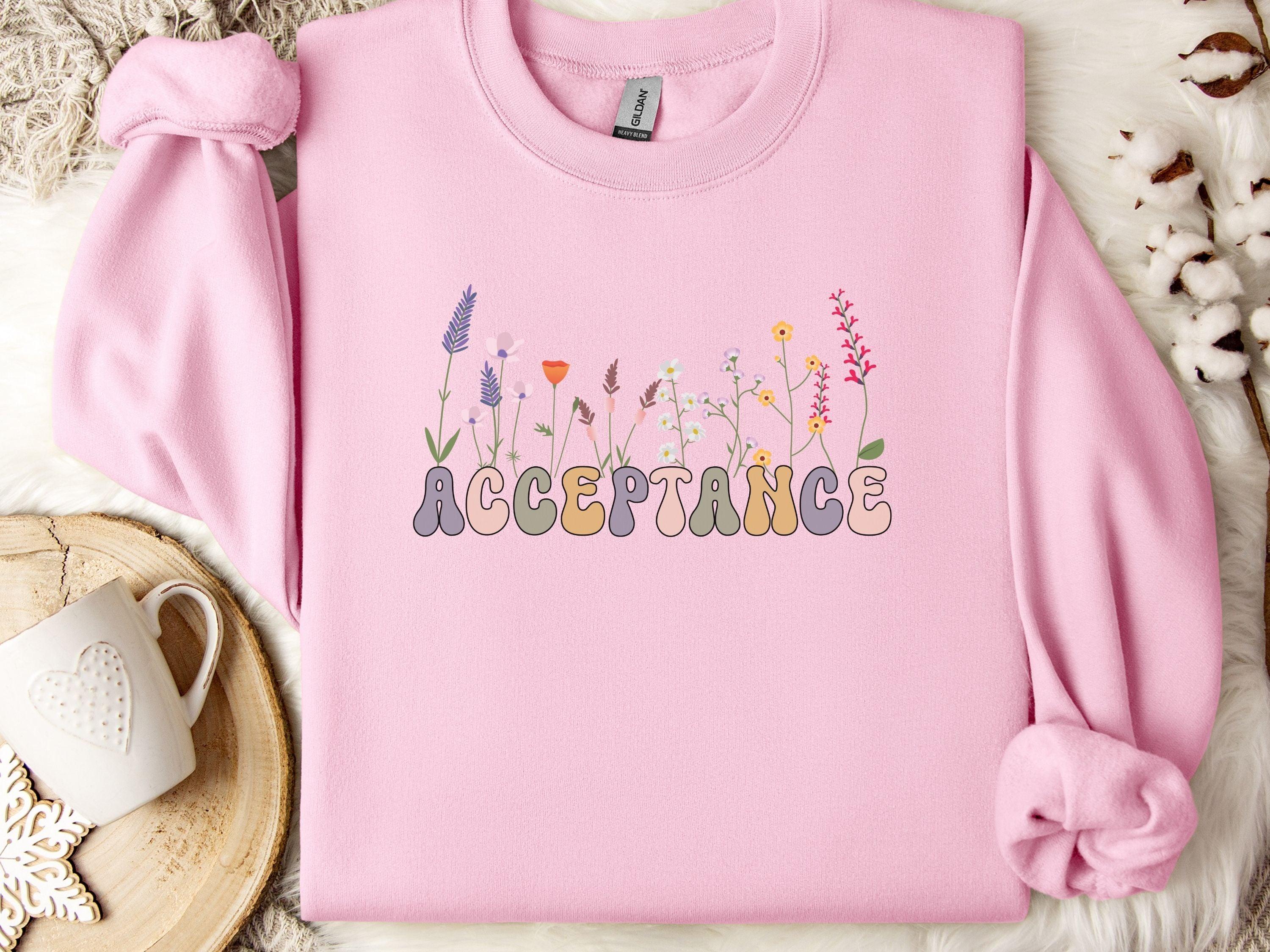 Acceptance Wildflowers Sweatshirt-Light Pink-Neurodiversity, ADHD & Autism Awareness & Acceptance Sweatshirt by Daily Bloom