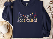 Acceptance Wildflowers Sweatshirt-Navy-Neurodiversity, ADHD & Autism Awareness & Acceptance Sweatshirt by Daily Bloom