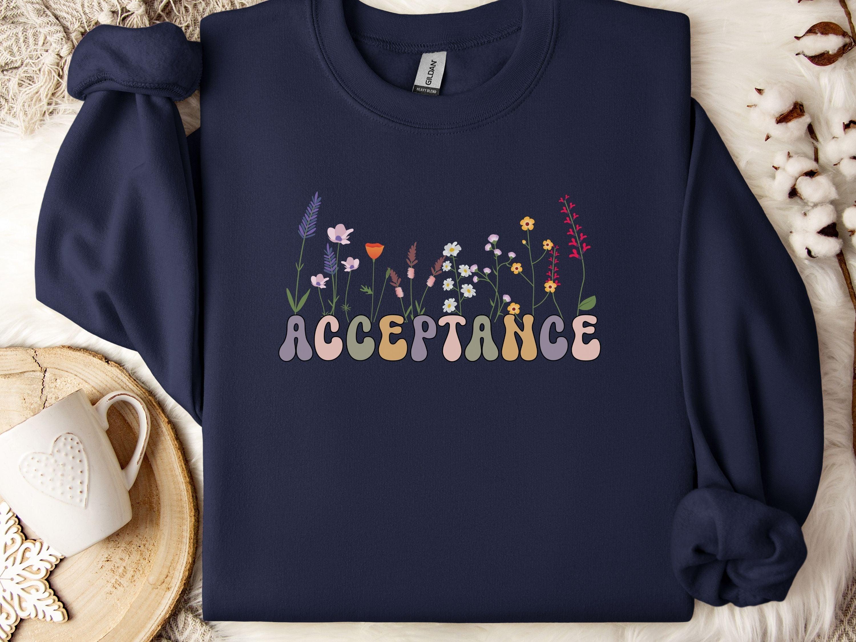 Acceptance Wildflowers Sweatshirt-Navy-Neurodiversity, ADHD & Autism Awareness & Acceptance Sweatshirt by Daily Bloom