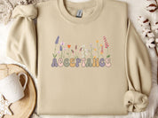 Acceptance Wildflowers Sweatshirt-Sand-Neurodiversity, ADHD & Autism Awareness & Acceptance Sweatshirt by Daily Bloom