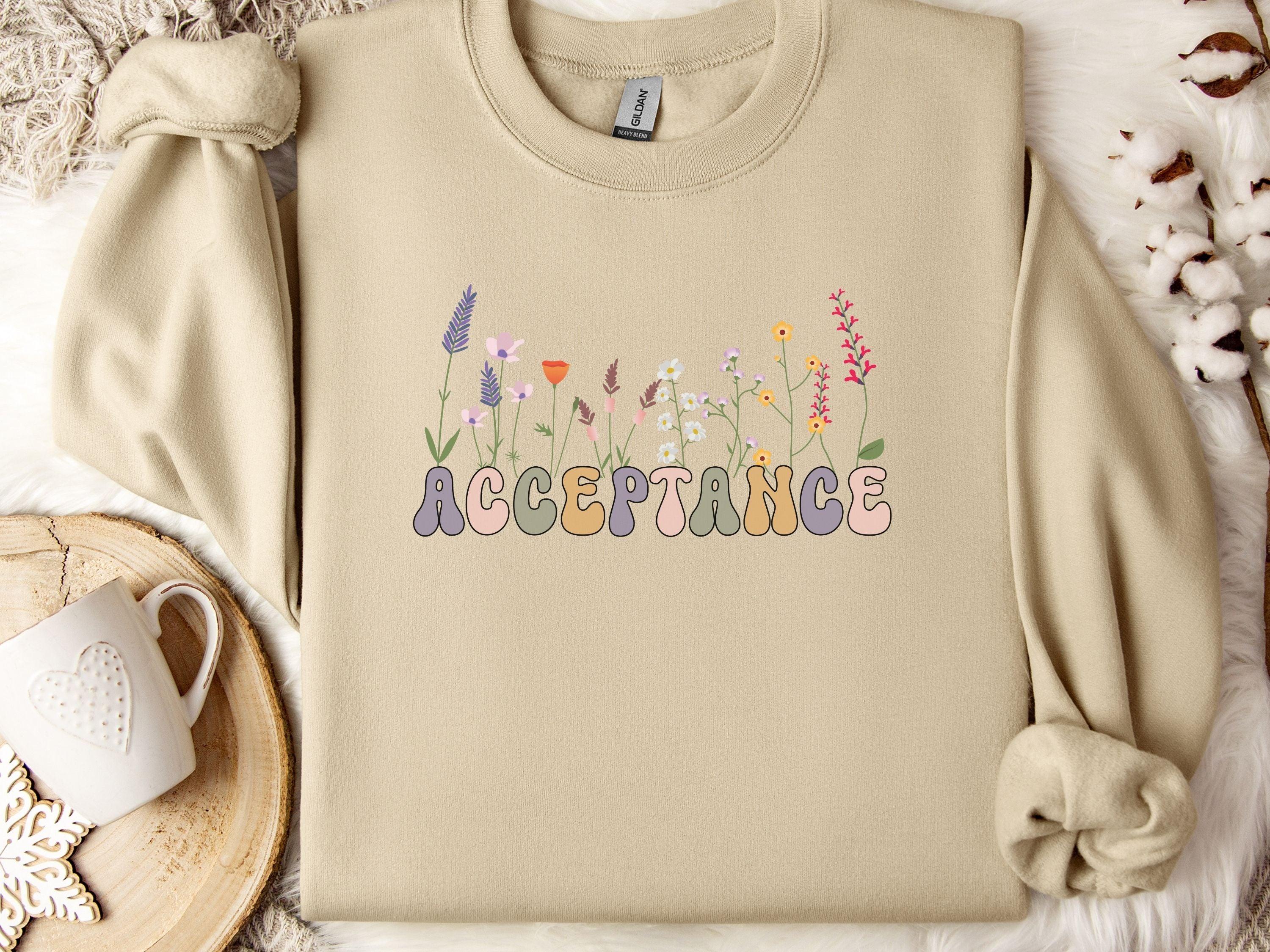 Acceptance Wildflowers Sweatshirt-Sand-Neurodiversity, ADHD & Autism Awareness & Acceptance Sweatshirt by Daily Bloom