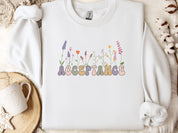 Acceptance Wildflowers Sweatshirt-White-Neurodiversity, ADHD & Autism Awareness & Acceptance Sweatshirt by Daily Bloom