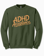Autism Sweatshirt By Daily Bloom ADHD Acceptance Grunge Style Sweatshirt Military Green / S