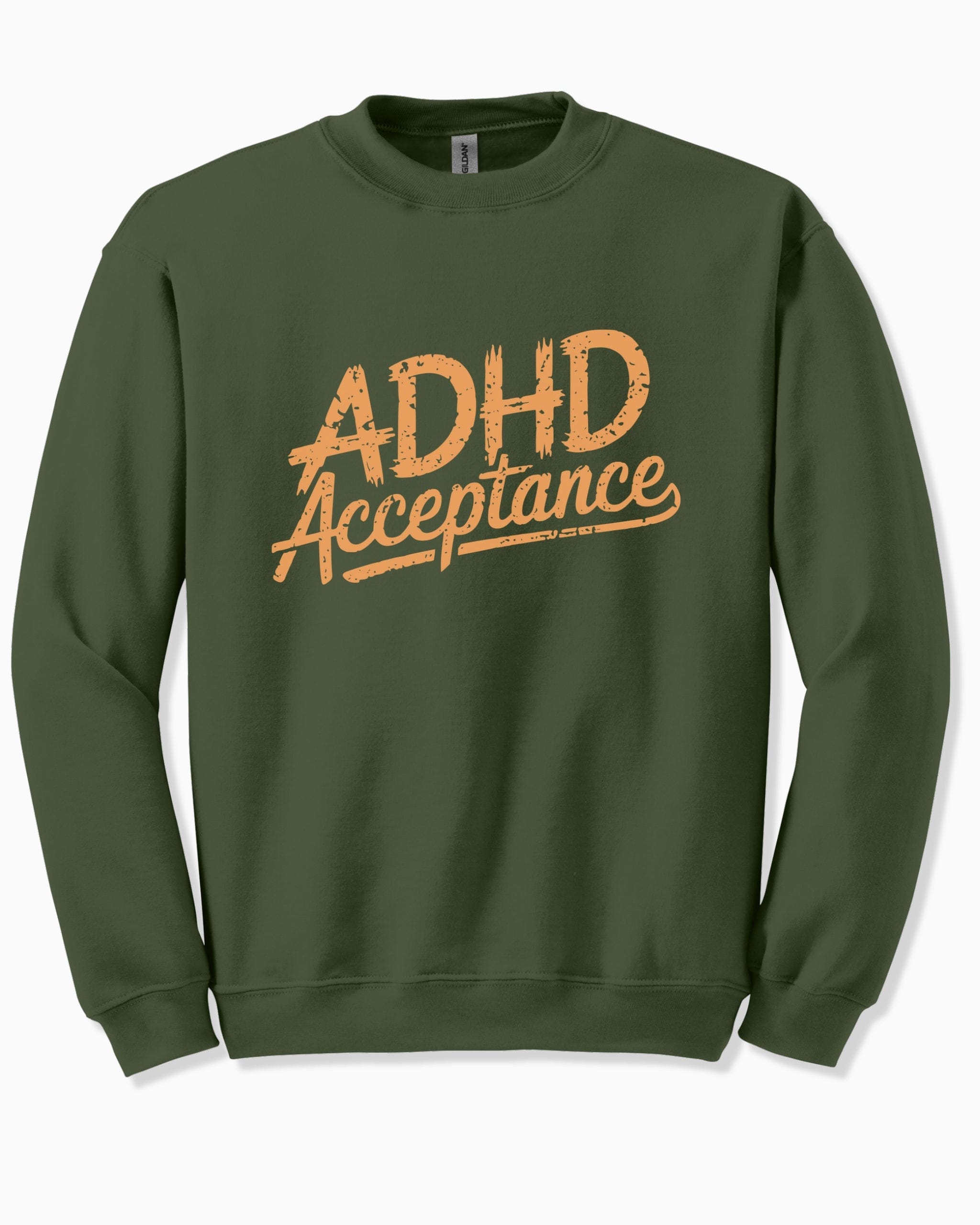 Autism Sweatshirt By Daily Bloom ADHD Acceptance Grunge Style Sweatshirt Military Green / S