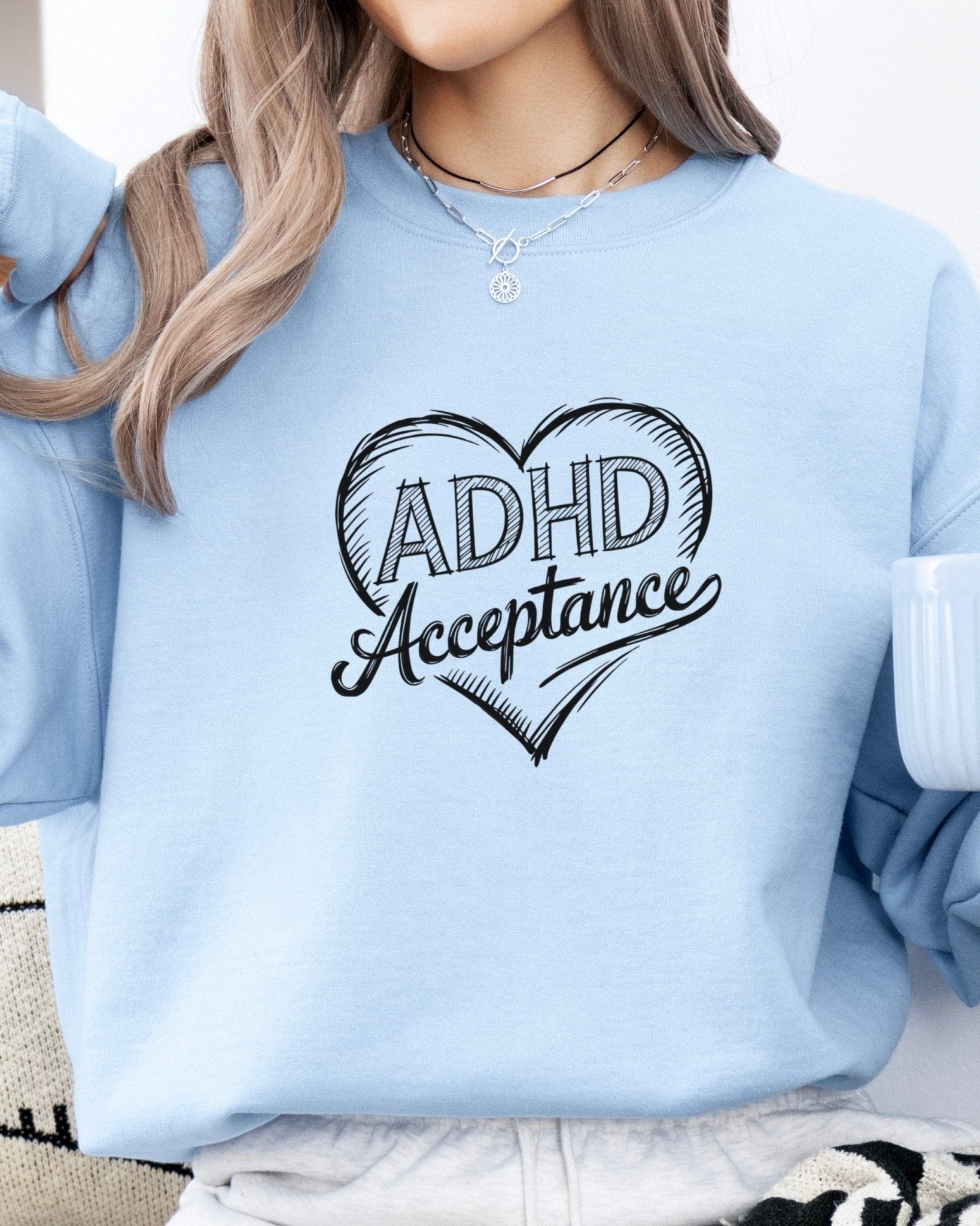Autism Sweatshirt - ADHD Acceptance Love Heart Sketch Sweatshirt - Daily Bloom