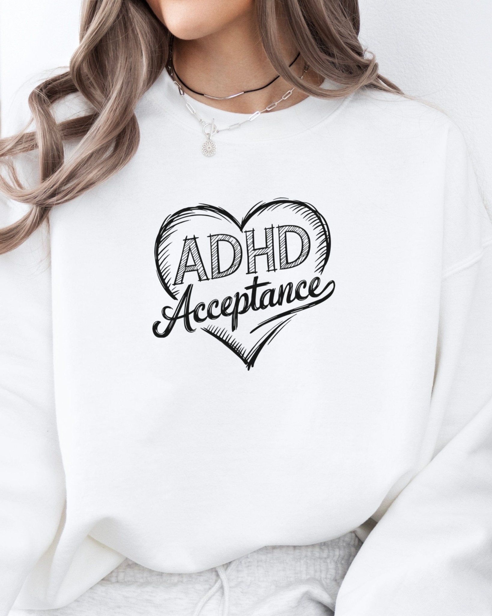 Autism Sweatshirt - ADHD Acceptance Love Heart Sketch Sweatshirt - Daily Bloom