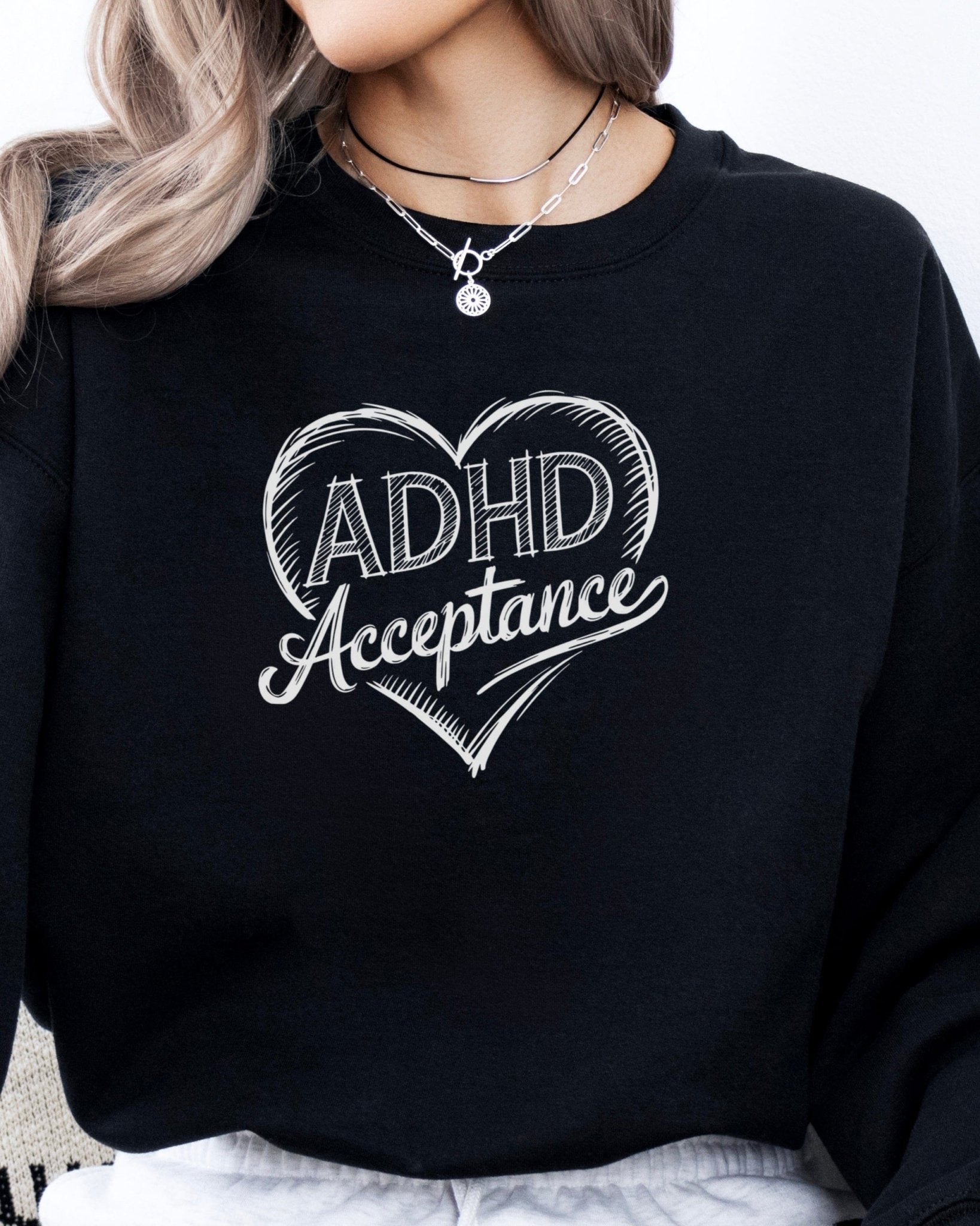 Autism Sweatshirt - ADHD Acceptance Love Heart Sketch Sweatshirt - Daily Bloom