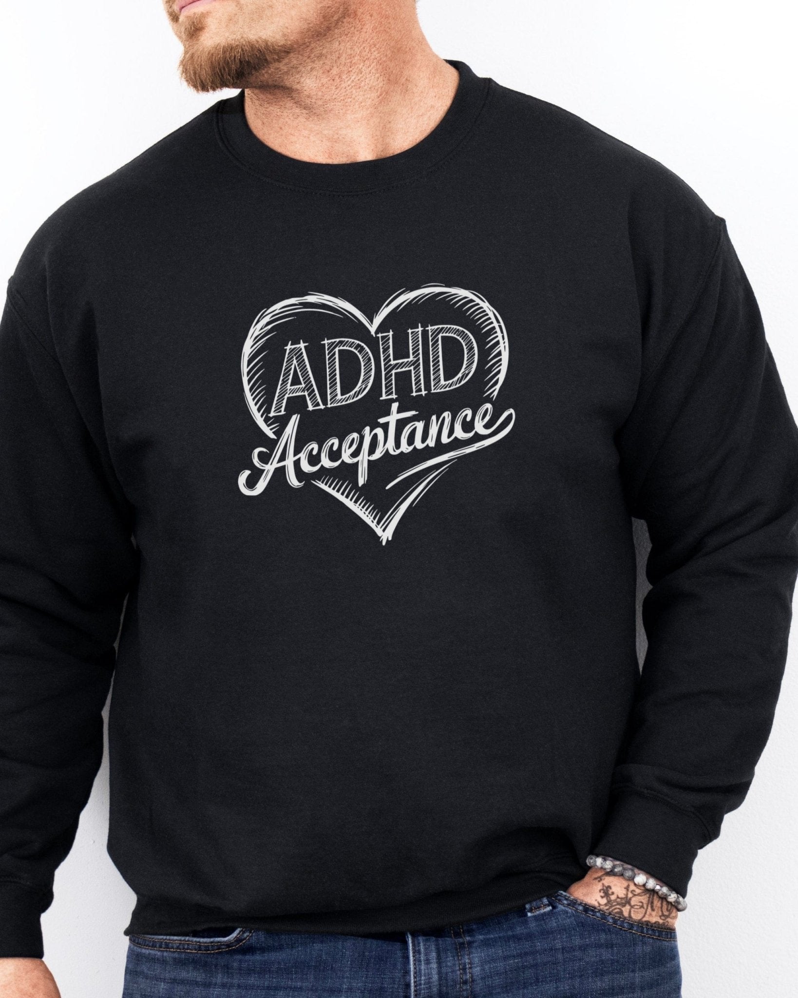 Autism Sweatshirt - ADHD Acceptance Love Heart Sketch Sweatshirt - Daily Bloom
