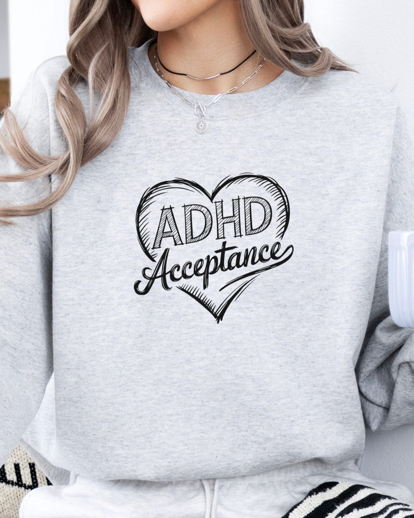 Autism Sweatshirt - ADHD Acceptance Love Heart Sketch Sweatshirt - Daily Bloom