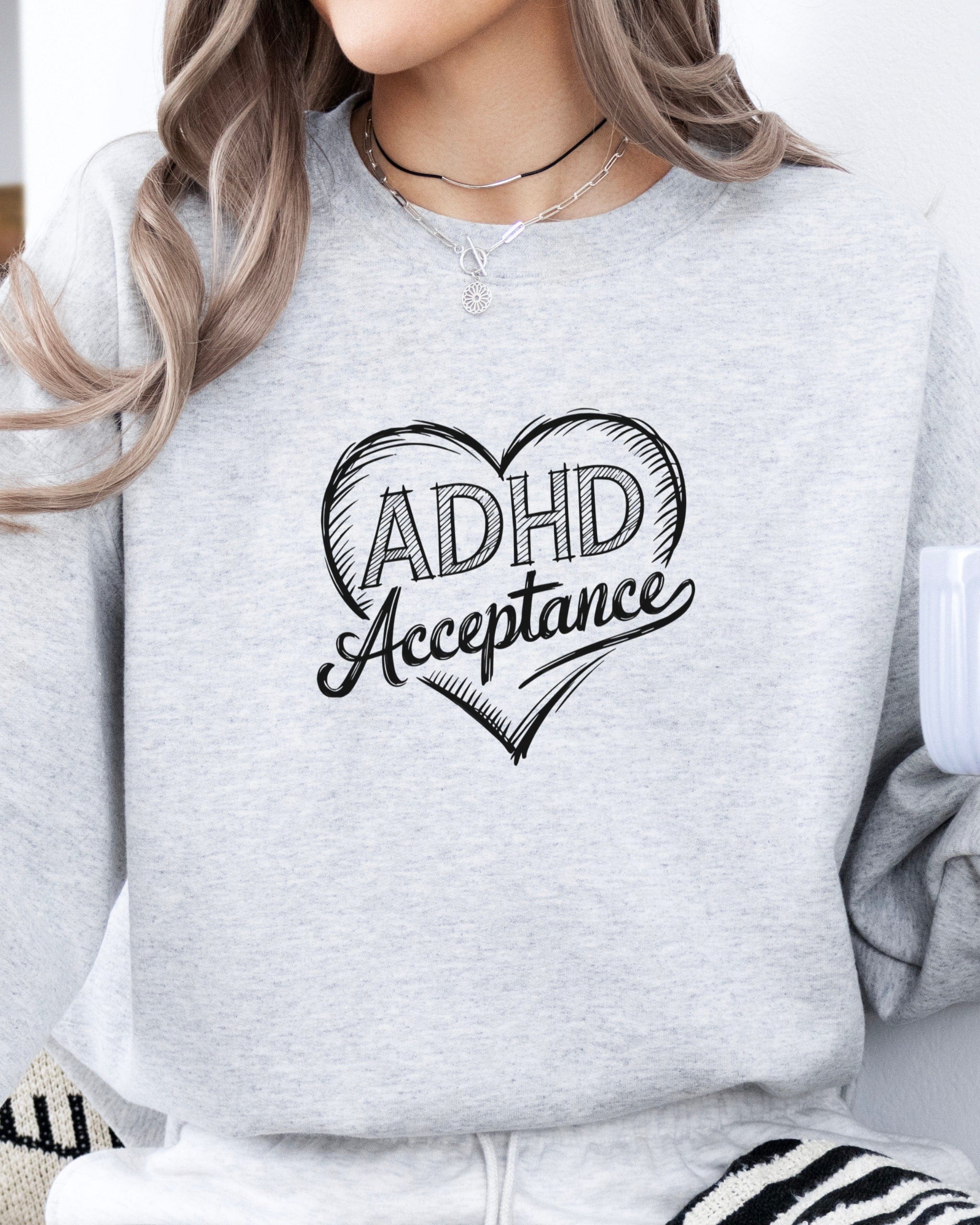 Autism Sweatshirt By Daily Bloom ADHD Acceptance Love Heart Sketch Sweatshirt
