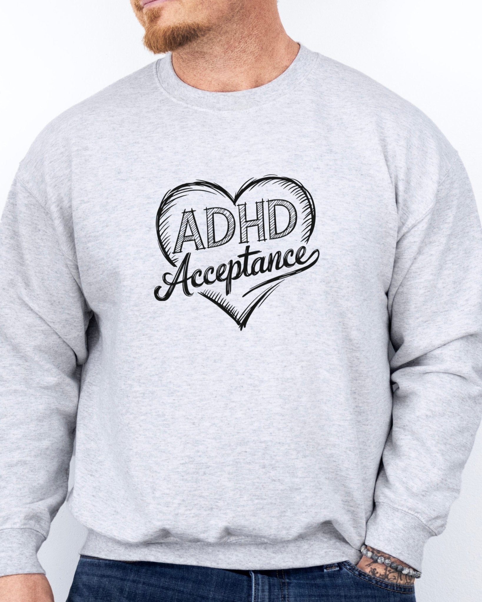 Autism Sweatshirt - ADHD Acceptance Love Heart Sketch Sweatshirt - Daily Bloom